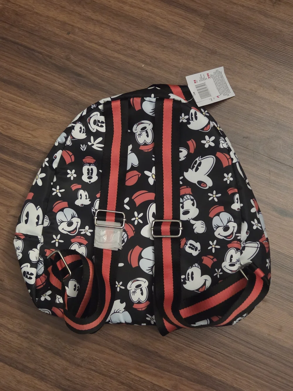 Disney Black Backpack with White Minnie Faces and Red Accents